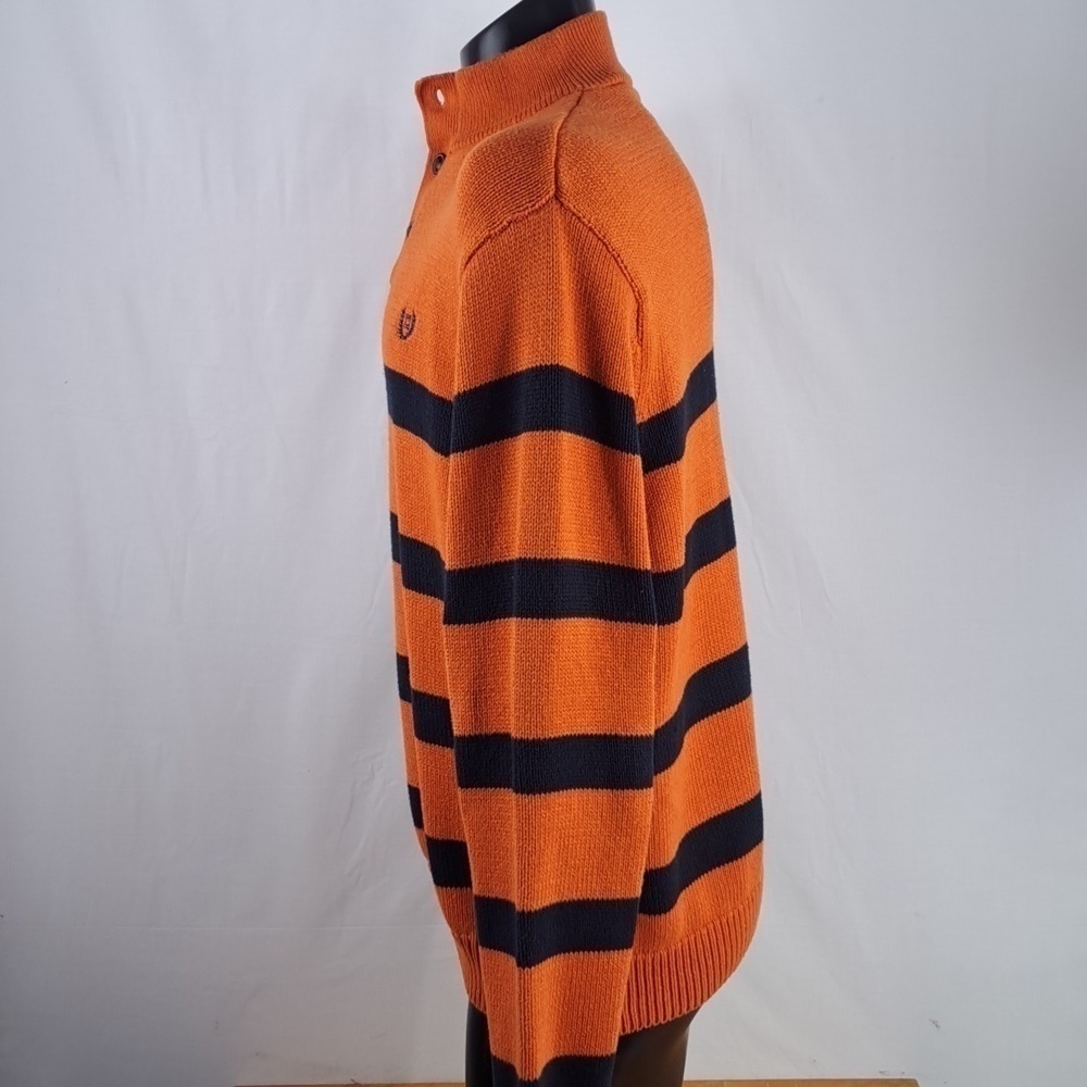 Chaps Ralph Lauren 1/4 button orange & blue stripped 2XL casual preppy sweater - Picture 3 of 5